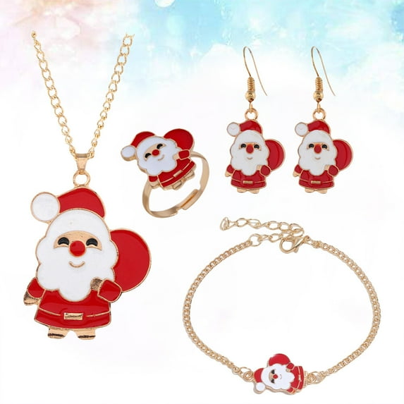 Toyvian Holiday Sets for Women Christmas Necklace Earrings Bracelet Alloy 4-Pcs