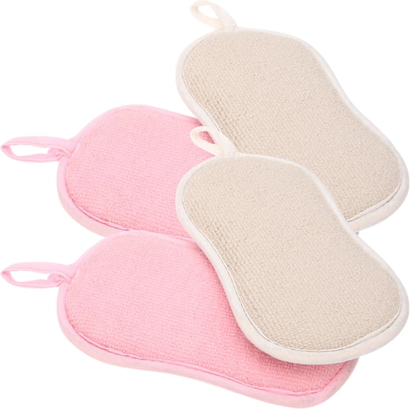 Toyvian Dual Side Sponge Scrubber Assorted Color Microfiber for Dish Cleaning 4Pcs