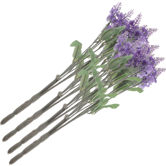 Toyvian 4Pcs Simulated Lavender Violet Artificial Flowers for Vase Arranging and Photography Props