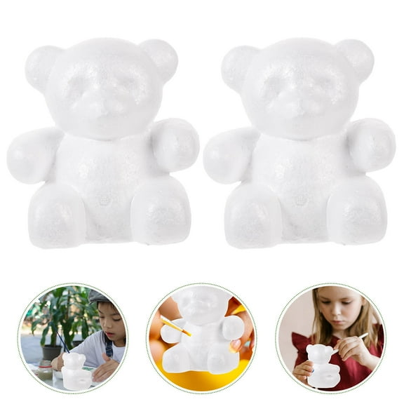 Toyvian 4pcs Foam Bear Figurines for DIY Crafts in White for Wedding Decorations