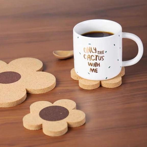 Toyvian 4-Pack Flower Shaped Insulated Table Mats Set, Wooden Placements to Protect Tables for Holiday Meals and Everyday Use