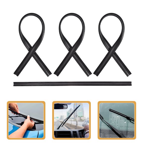 Toyvian 4Pcs Durable Windshield Wiper Refill for Car Easy Install Black