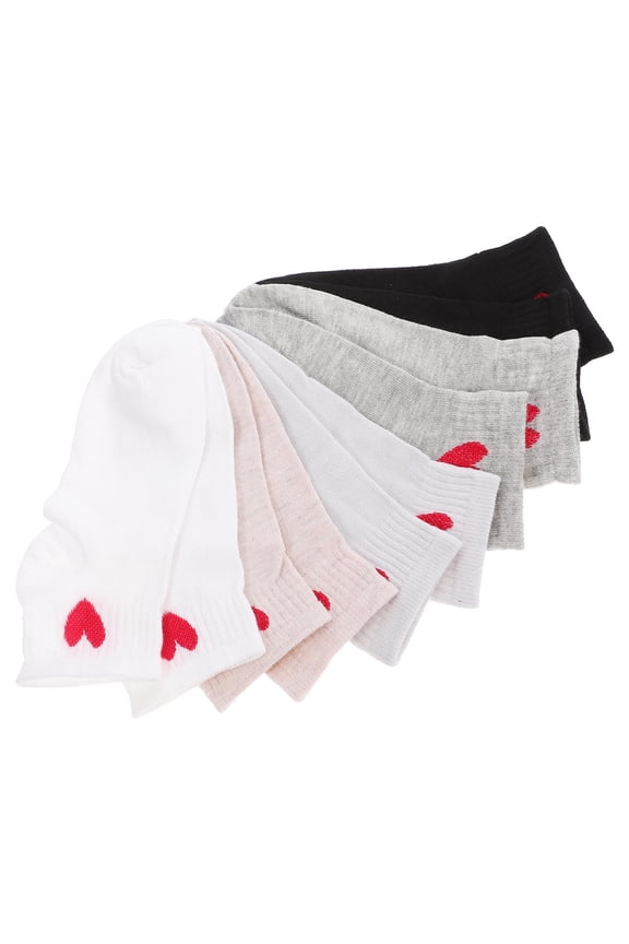 5 Pairs Womens Cotton Ankle Socks with Cute Heart Pattern, Breathable Casual Socks for Daily Comfort and Style