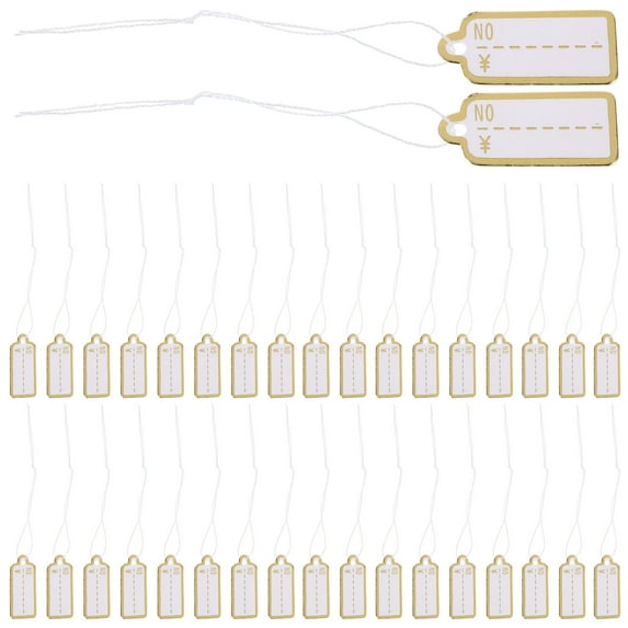 Toyvian 500Pcs Golden Paper Jewelry Tags with Attached ng for Display and Price Marking in Retail