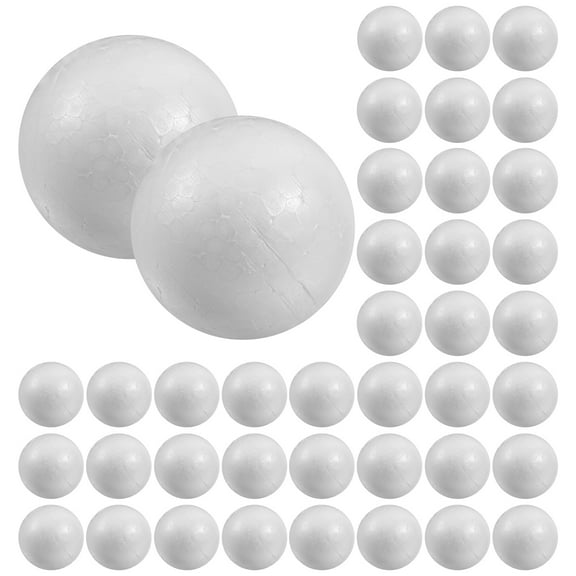 Toyvian 50Set Craft Polystyrene Shapes for Valentine's Day with Artists White Round Spheres