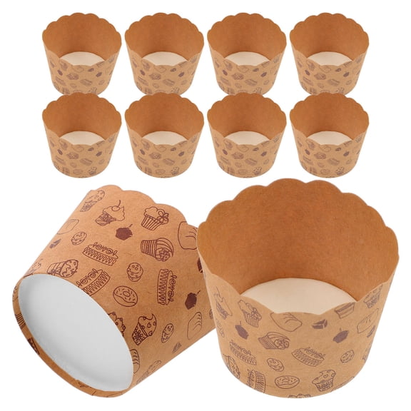 Toyvian 50pcs Brown Paper Muffin Liners Cake Holders for Baking Cupcake Dessert Shop and Home Use