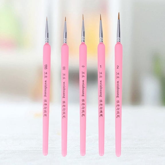 Toyvian 5Pack Craft Paint Brushes Fine Detail Brush Long Handled Pink for Art Projects and Travel
