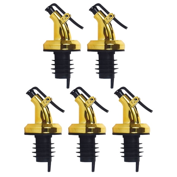Toyvian 5-Pack Plastic Oil Pour Spouts with Leak-Proof Caps for Olive Oil, Liquor Bottles, and Multi-Purpose Use