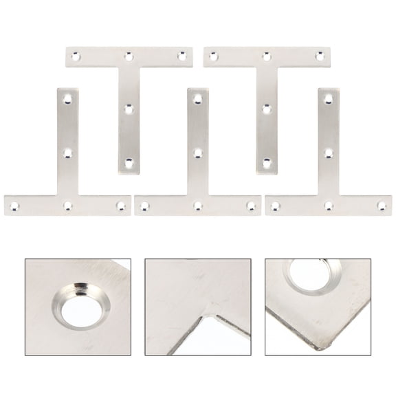 Toyvian 5-Pack Metal Angle Joint Brackets for Furniture Support, Corner Braces with Easy Installation Hardware