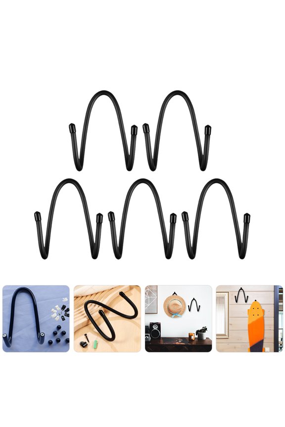 5Pcs Space Saving Yoga Mat Wall Hook and Holder Black Multiuse Storage Rack
