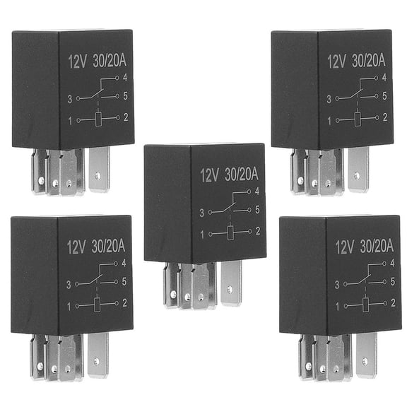 Toyvian 5Pcs 5 Pin 12 Volt Dc Relay for Automotive Use with Splashproof and Dirtproof Features