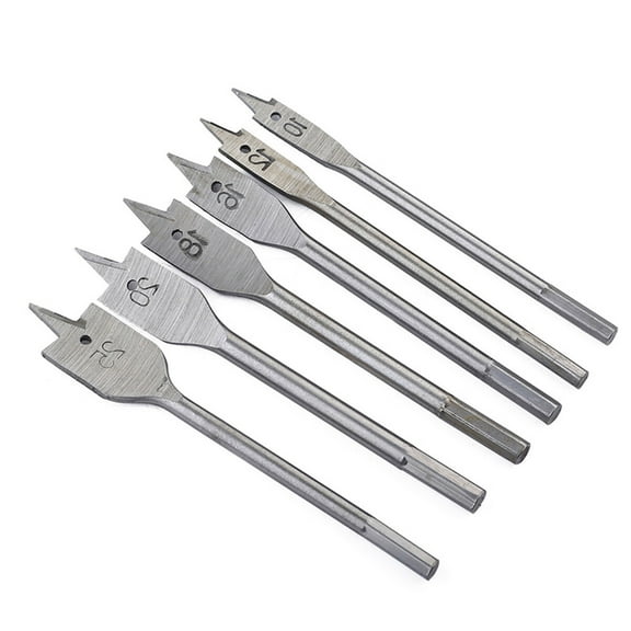 Toyvian 6-Piece Steel Spade Bit Set with Double Cutting Edges for Smooth and Precise Wood Drilling