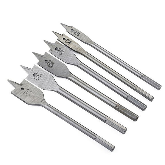 Toyvian 6-Piece Steel Spade Bit Set with Double Cutting Edges for Smooth and Precise Wood Drilling