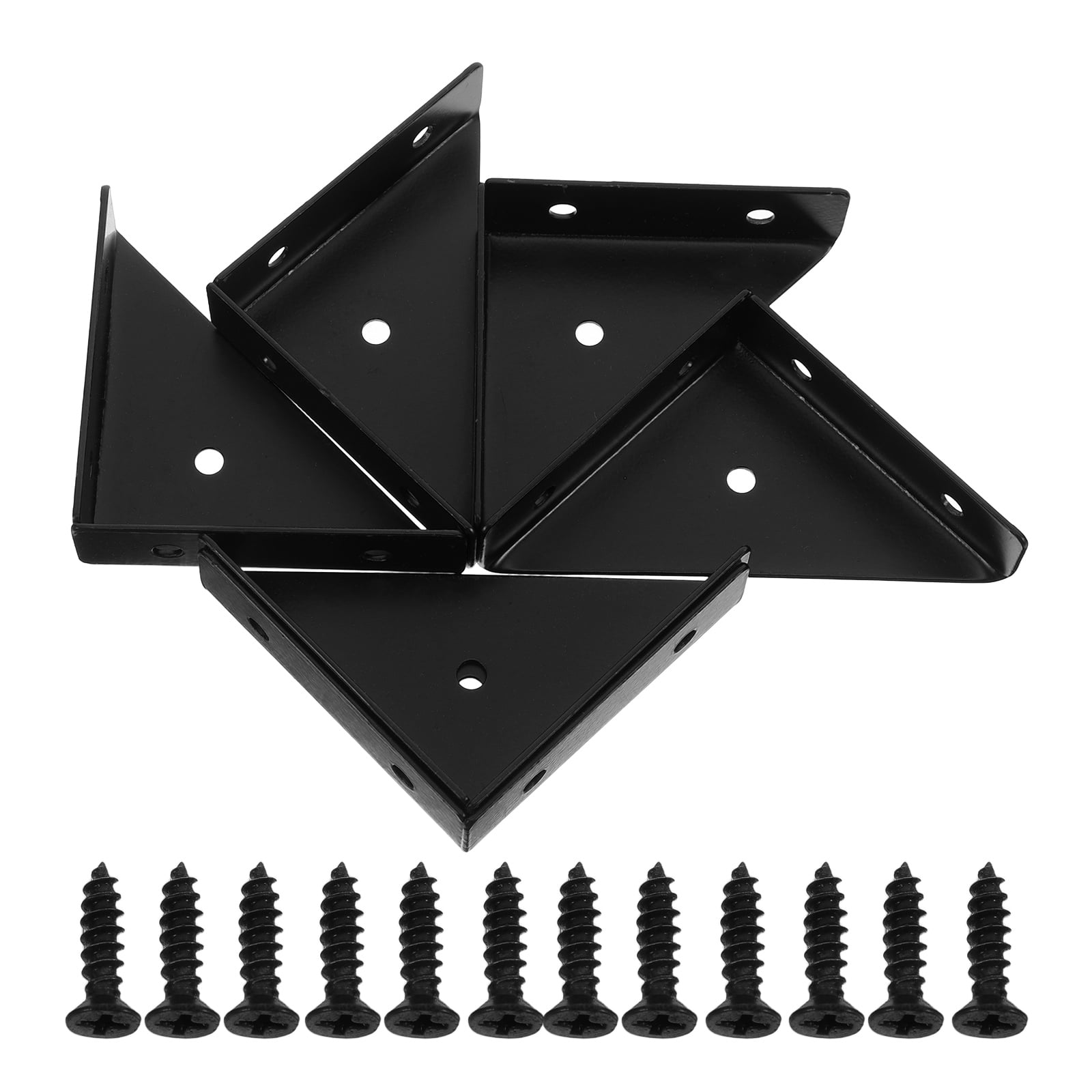 Toyvian Triangular Steel Supports Fixed Angle Brackets Black Stainless ...