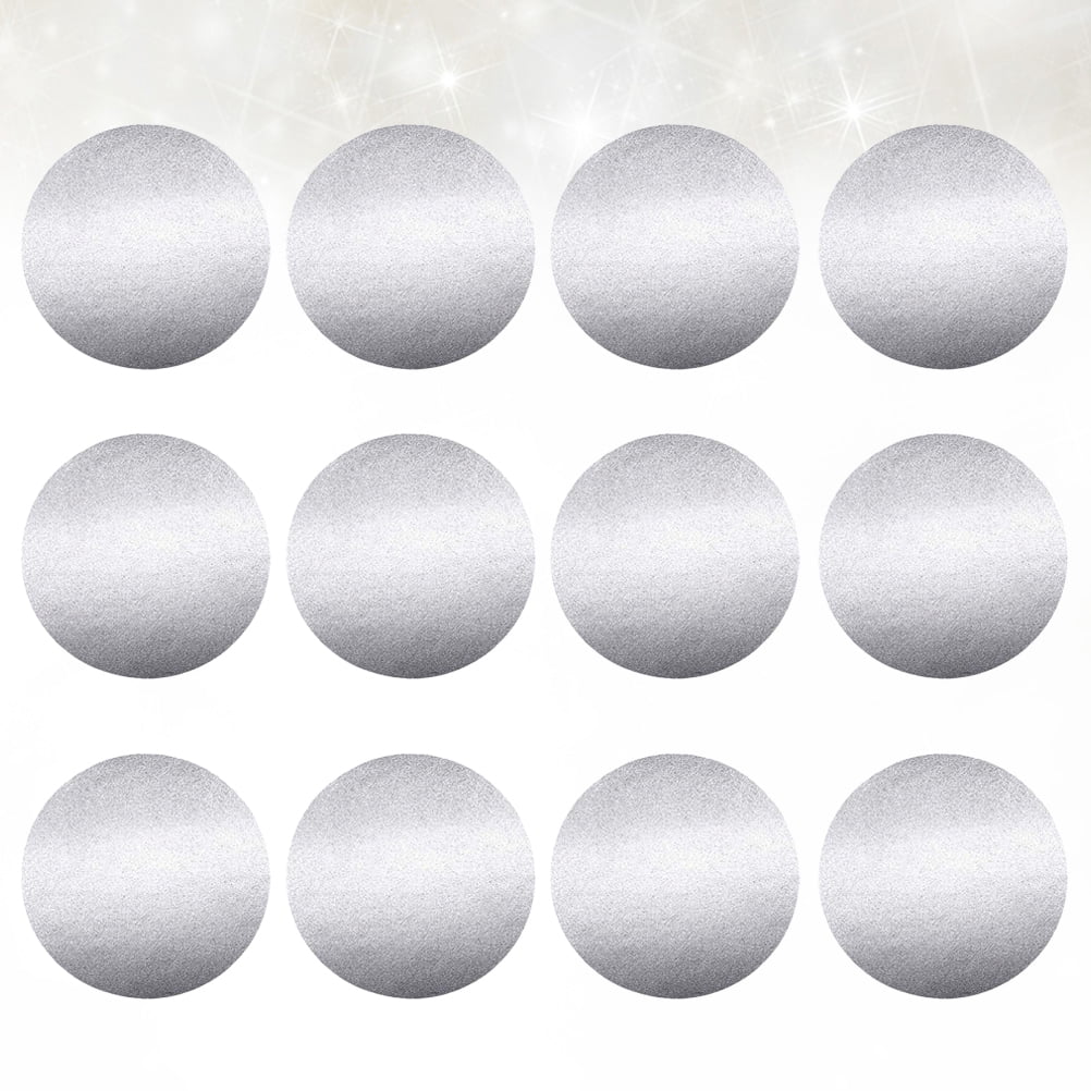 Round Scratch Sticker Toyvian Plated Silver Round Scratch Sticker Label for Decoration with ...