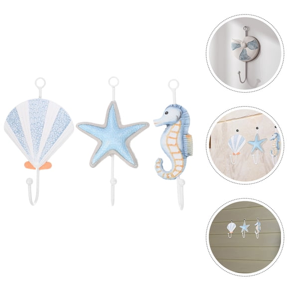 Toyvian Decorative Towel Hooks Resin Sea Star 6PCS