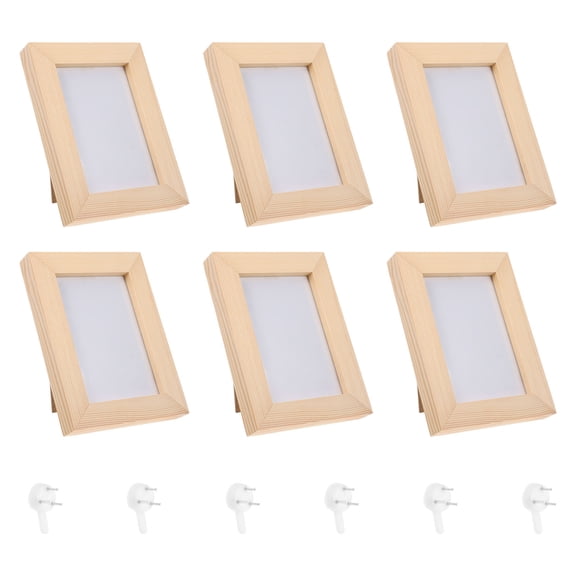 Toyvian 6Pcs Practical Wooden Photo Frames Beige Decorative Frames for Tabletop Display