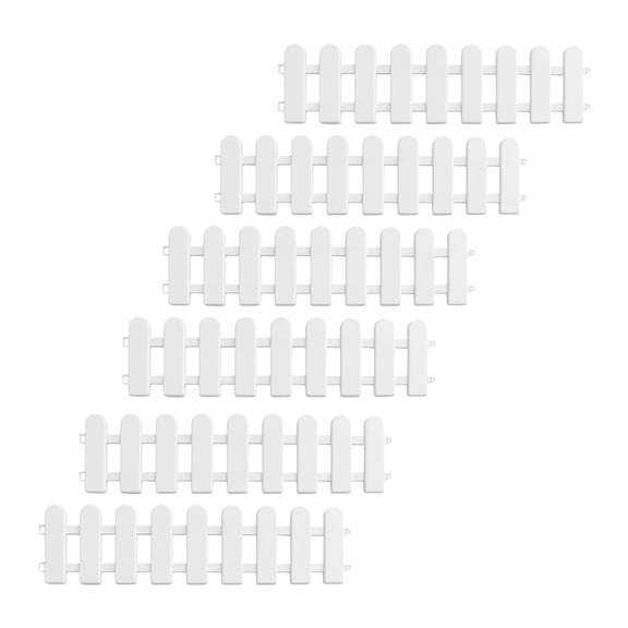 Toyvian 6Pcs Sturdy White Plastic Garden Fence for Yard Scene Decor and Outdoor Edging