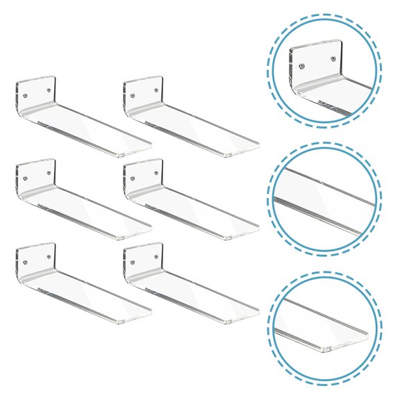 Toyvian 6Pcs Clear Floating Shoe Racks Wall Mounted Display Organizer