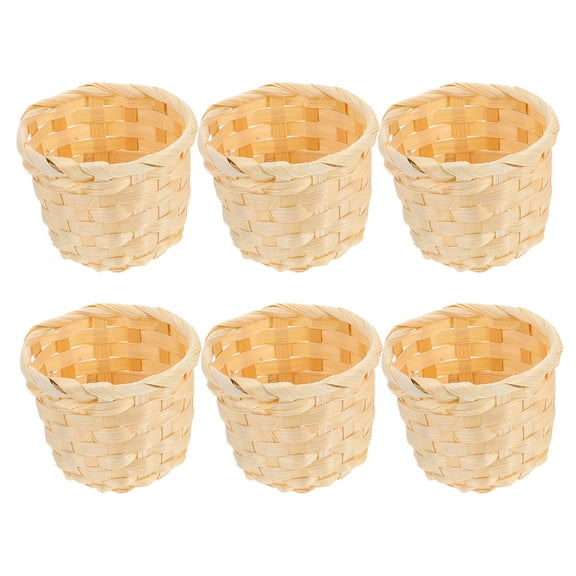 Toyvian 6pcs Willow Fall Basket Light Brown Handheld Organizer for Small Accessories