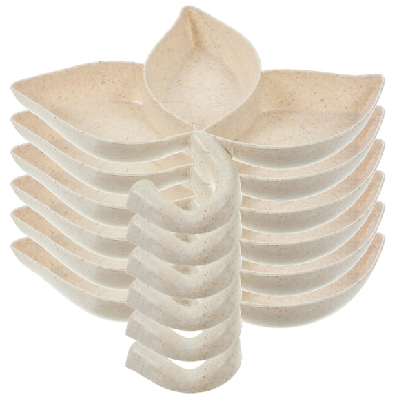 Toyvian 6-Piece Beige Leaf-Shaped Dipping Bowls Set for Sauces, Condiments, and Snacks - Ideal for Home Dining and Entertaining