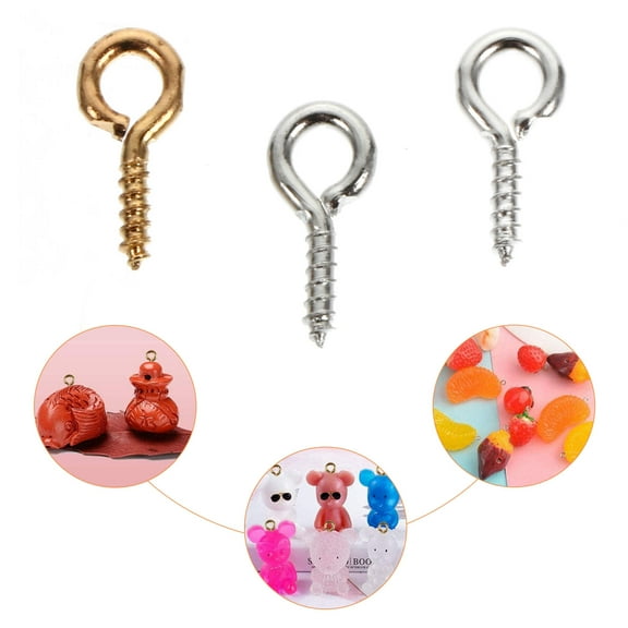 Toyvian 750Pcs Small Screw Eye Pin Assorted Color Water Resistant Jewelry Making Supplies