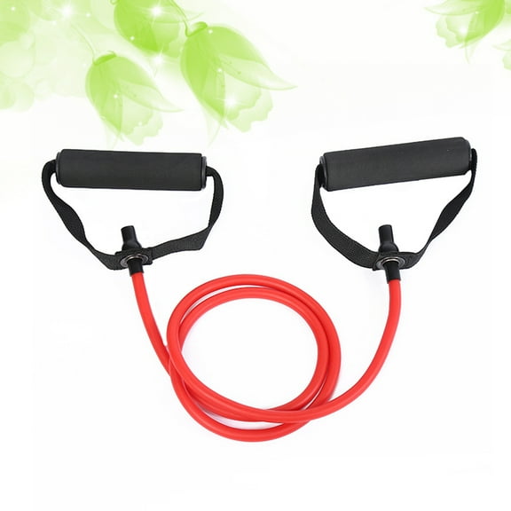 Toyvian Outdoor Exercise Pull Rope Resistance Band with Handles Elastic Red Stretch Band