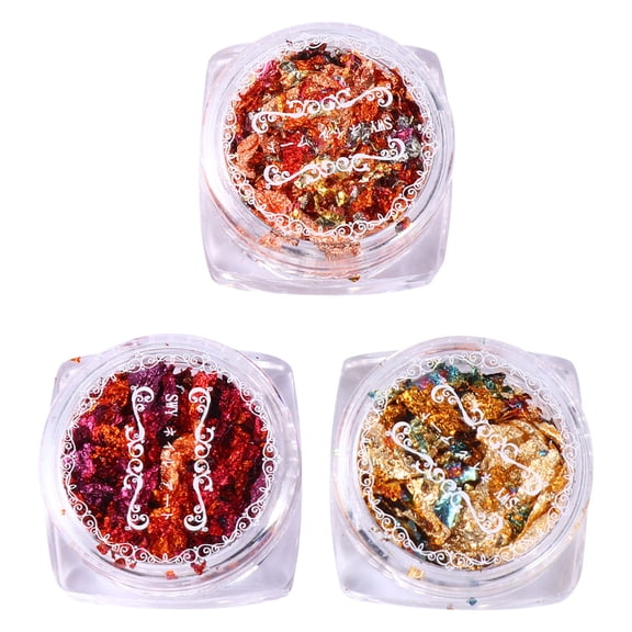 Toyvian Assorted Color Foil Flakes for Decor 3 Boxes Easy Storage Reusable Containers 3 Different Colors