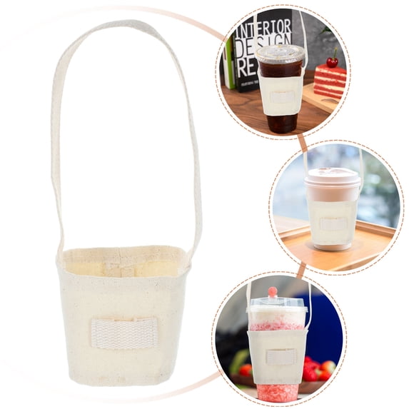 Toyvian Reusable Canvas Coffee Cup Sleeve Cover - Handbag Accessory for and Cold Beverages