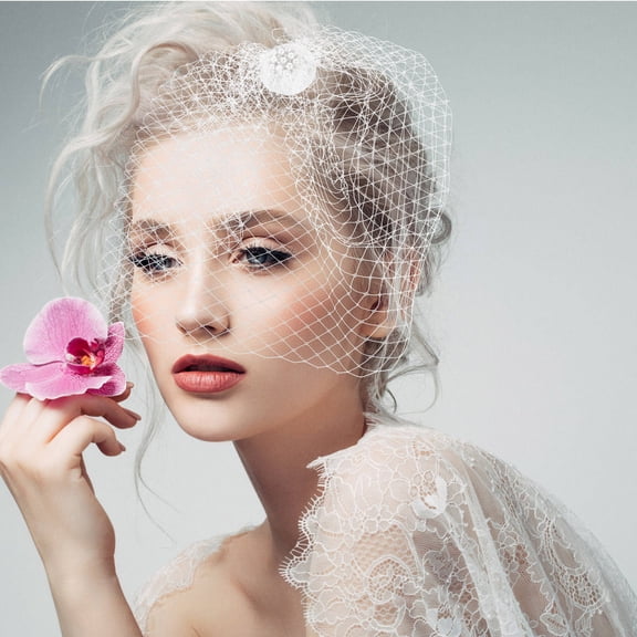 Toyvian Hair Accessories for Women Birdcage Veil White Cloth 1Pack