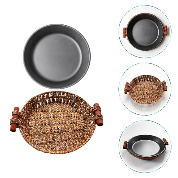 Toyvian Iron Grill Pan Non-Stick Black for Home Cooking Easy to Clean 1Set