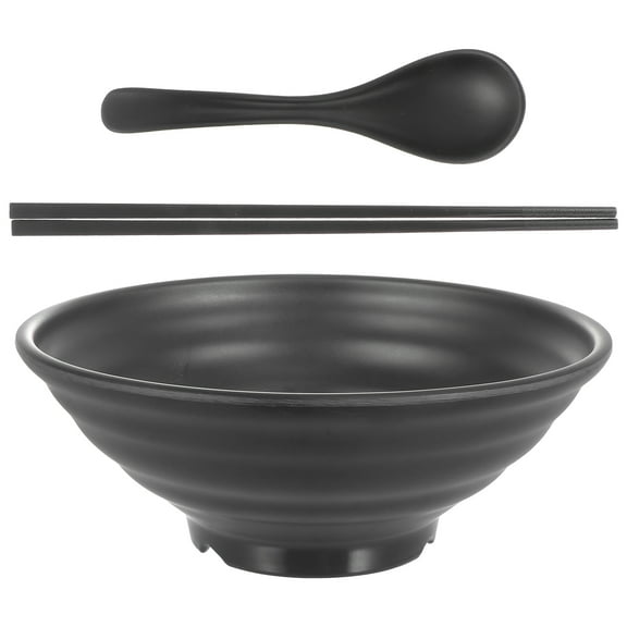 Toyvian Bowl for Noodle and Salad with Elegant Design Easy to Clean Black 1 Set