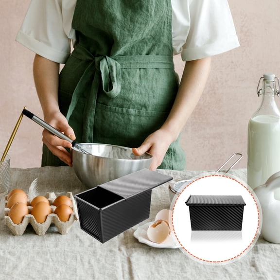 Toyvian Carbon Steel Loaf Pan with Lid, Non-Stick Bread Baking Mold, Bakeware for Home Oven Use