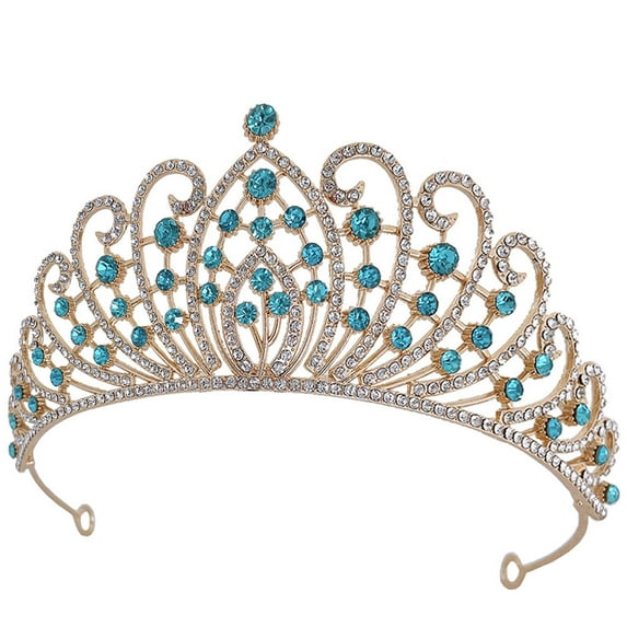 Toyvian Women Wedding Headpieces Sky-blue Zinc Alloy Crown 1Pcs
