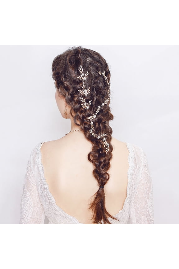 Elegant Golden Bridal Headband Hair Vine with Crystals Chic Wedding Headpiece Accessory