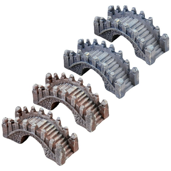 Toyvian 4Pcs Unique Resin Craft Bridge Figurines for Landscape and Yard Decoration