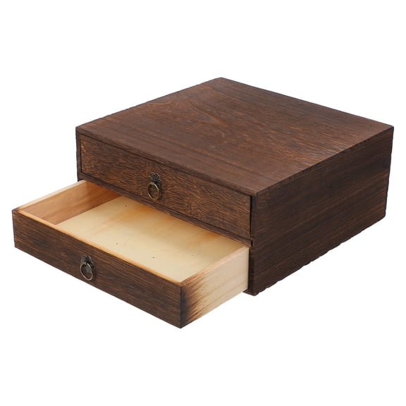 Toyvian Multi Functional Wooden Desktop Drawer Box for Desk and Tabletop Use