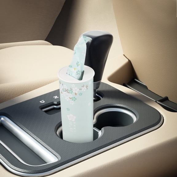 Toyvian Car Tissue Dispenser Cylinder, Car Tissue Holder with Facial Tissues, Travel Tissues for Car Cup Holder, Refill Tissue Box, Round Tissue Tube, Tissue Holder for Car Cup Holder