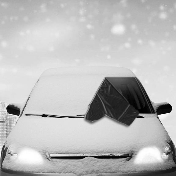 Toyvian 1Pc High Density Black Car Snow Cover Windscreen Protector with Wind Resistant Hook and Lightweight Design