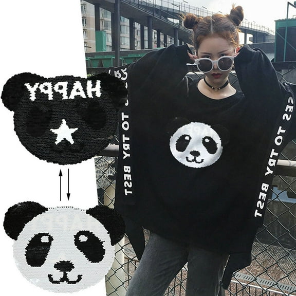 Toyvian Panda Shaped Black Sewing Applique Patch for Clothes Decoration