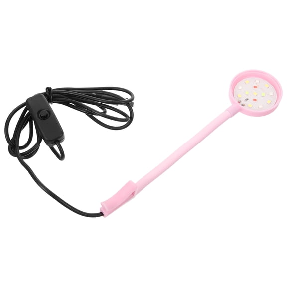 Toyvian Pink Plastic Clamp Type Aquarium Lamp 360 Degree Rotation LED Fish Tank Light for Bedroom