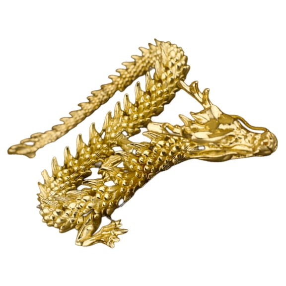 Toyvian 3D Golden Chinese Dragon Sculpture Crafted Tabletop Ornament for Wealth and Auspiciousness