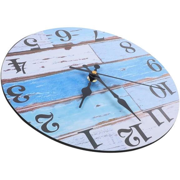 Toyvian Silent Round Wall Clock with Mute Movement, Wooden Frame, Quiet Design, 1 Piece for Home and Office