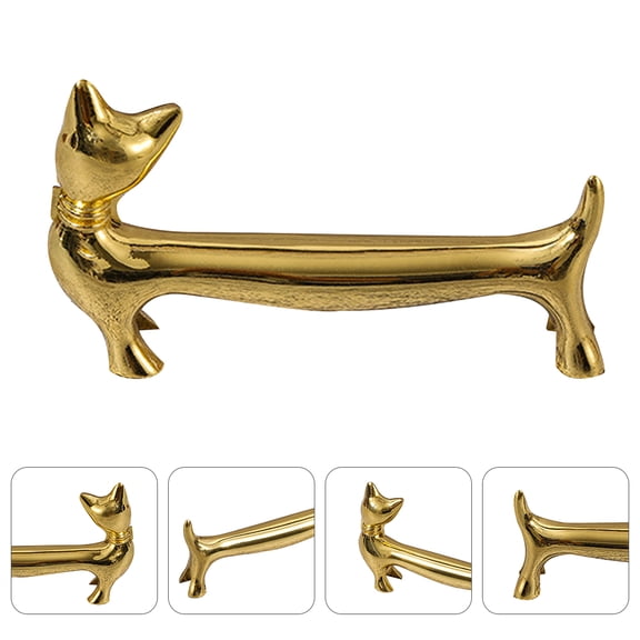 Toyvian Golden Metal Chopstick Holder Cat Shaped Spoon Fork Rest Tableware Stand