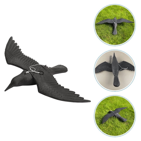 Toyvian Black Plastic Crow Garden Ornament Statue Decorative Outdoor Yard 1 Piece