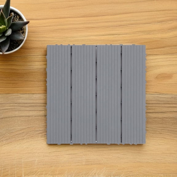 Toyvian Grey Interlocking Outdoor Garden Deck Tiles, Floor Decking for Patio, Balcony, 1 Piece