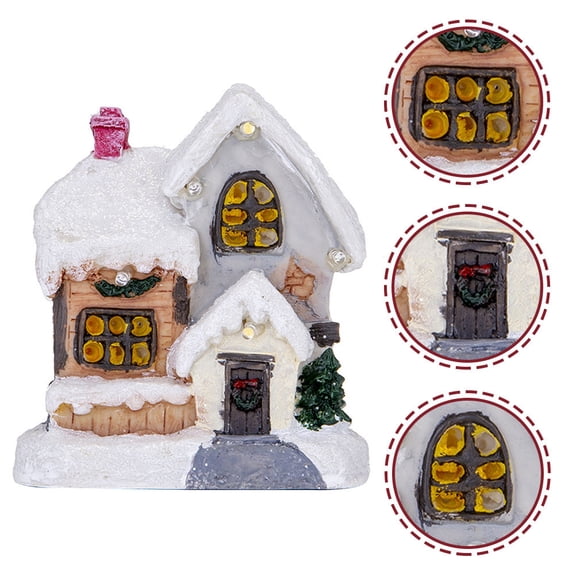 Toyvian House Decoration Items Christmas Lighted House White Resin Decoration 1Set