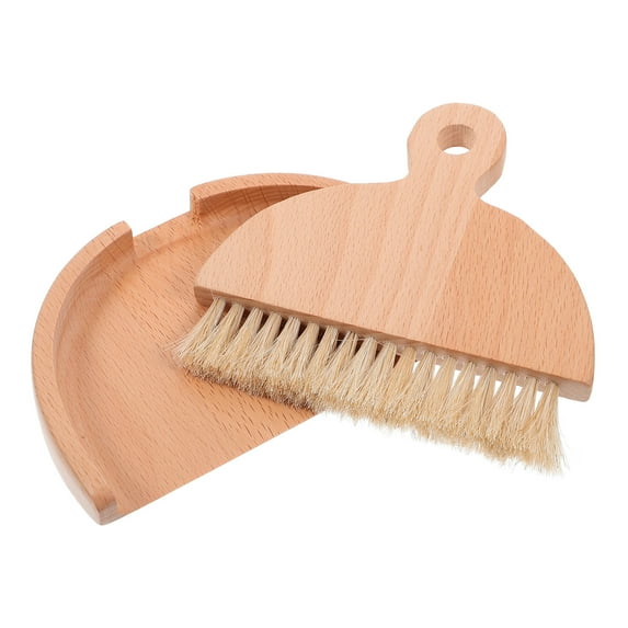 Toyvian 1Set Small Broom and Dustpan Set Portable Wooden Brush for Car Interior Kitchen Use
