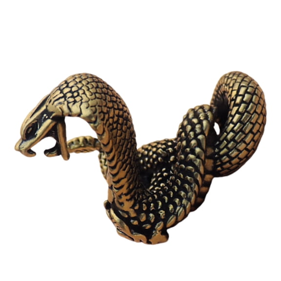 Toyvian Elegant Brass Cobra Sculpture, Versatile Desktop Adornment, Golden