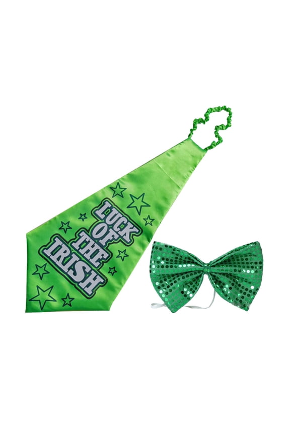 FRCOLOR 2pcs Stylish Sequin Bow Tie Adjustable Fashion Tie for St Patrick's Day Party Costume Accessories Men Women
